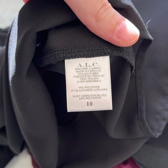 A.L.C. Mara Long Sleeve Structured Asymmetrical Hem Crepe Mini Dress - Size 10 - Picture 11 of 14